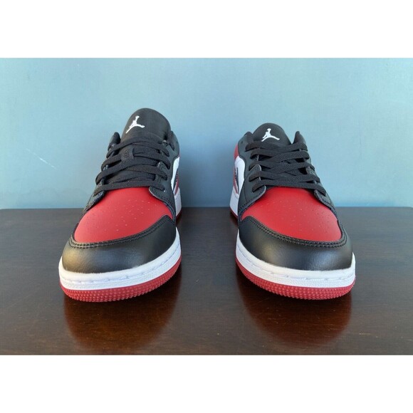 Nike Air Jordan 1 Low GS Bred Toe Black/Red Size 7Y (Women's Sz 8.5) 553560-612 - Picture 6 of 11
